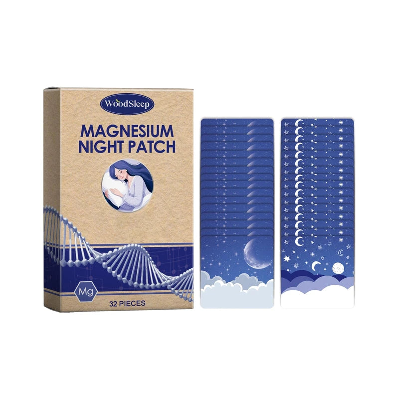 Magnesium Night Patches【32pcs】,Magnesium Oil Patch, Lavender & Chamomile Extract, Coconut Oil, All-Natural Plant Ingredients, Gentle Scent, for All Skin Types, Travel-Friendly (1 Month Supply)