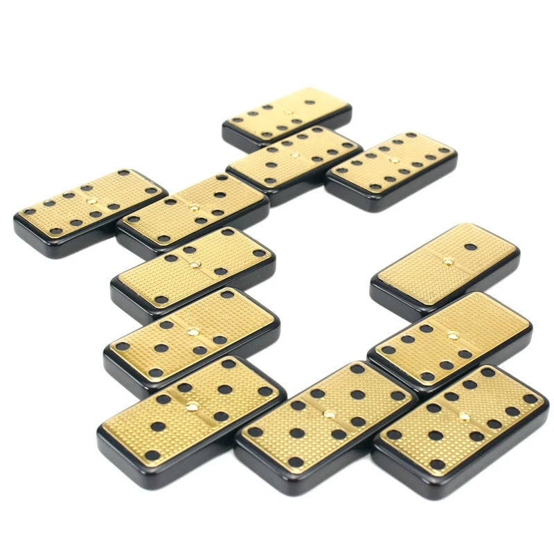 Bucher&Rossini Metal Surface Dominoes Set Double 6 for Adults and Kids - Claasic 28Pieces Gold Metal Surface Domino's Game Set Idea Gift Present for domino Players or Family Game Night