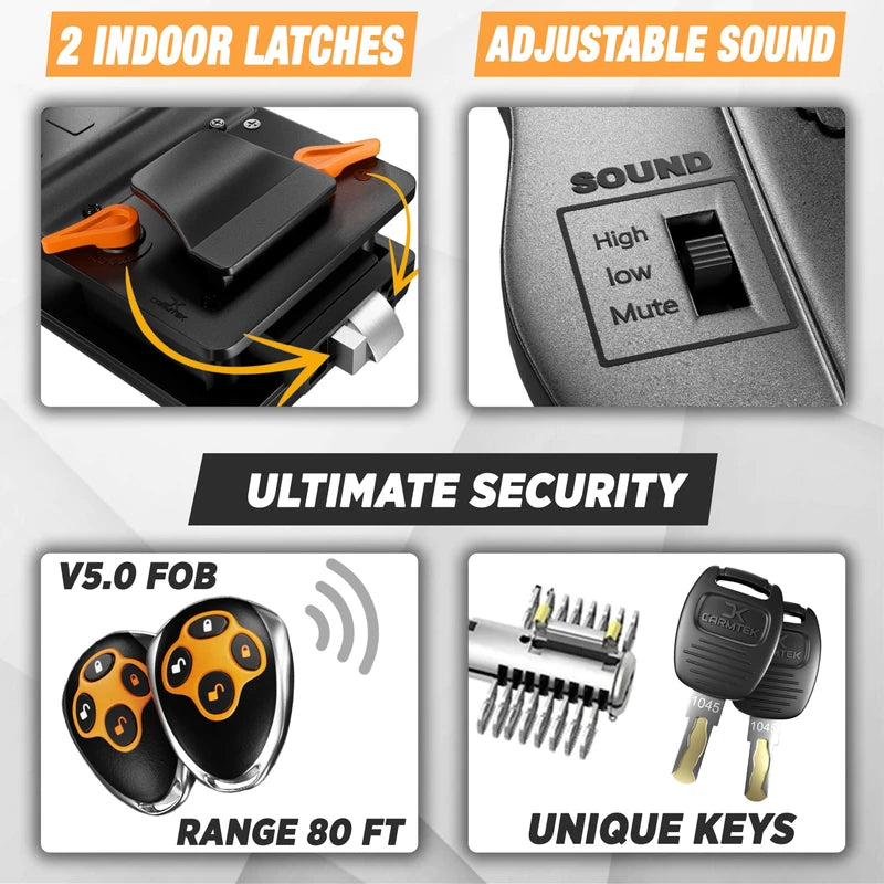 CARMTEK - 10 Digits RV Keyless Entry Door Lock | 100% Metal RV Door Lock Keyless Entry | Keyless RV Door Locks w/ 2 Inside Latches | RV Keyless Locks w/ 2 Fobs | Only Fit 3.75" x 2.75" Lock Hole