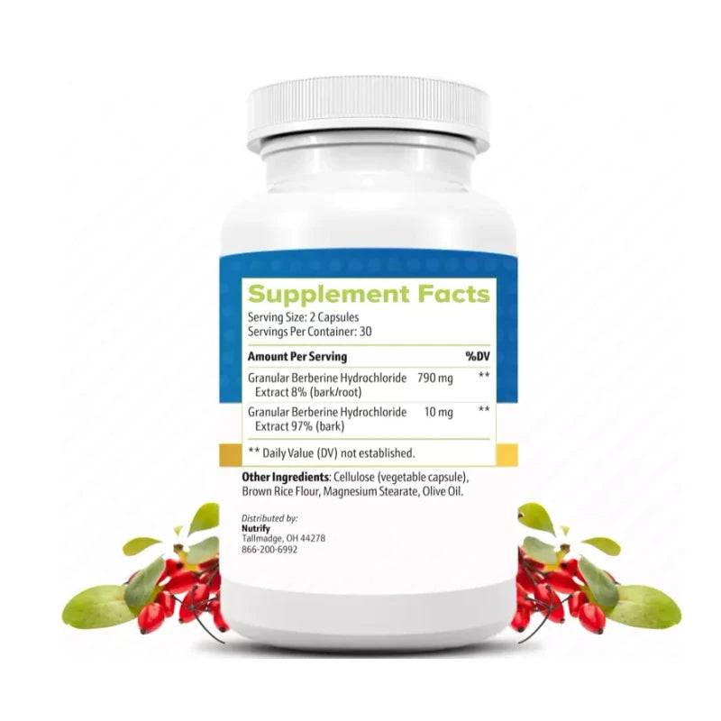 NUTRIFY ✨ Berbacil 800mg Pure Berberine Highest Absorption Immune Support Vegan USA Made
