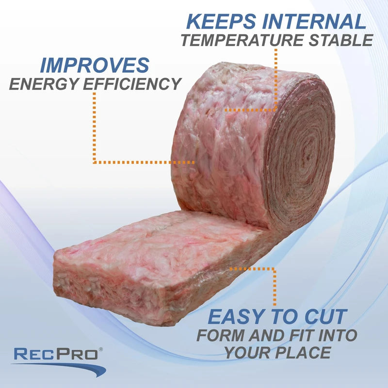 RecPro RV Fiberglass Insulation 2-1/4" Thickness | Unfaced | 15" x 67' Roll | 83.75 SqFt (1-Pack)
