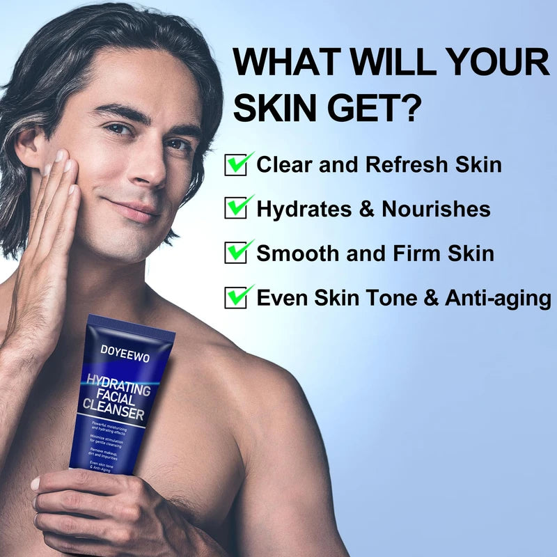 DOYEEWO Skin Care for Men,Professional Mens Skin Care Set for Hydrating,Anti-Aging & Wrinkle Facial Skin Care Routine Kit,Christmas Valentines Fathers Birthday Gifts for Men Him Dad Father Boyfriend Husband