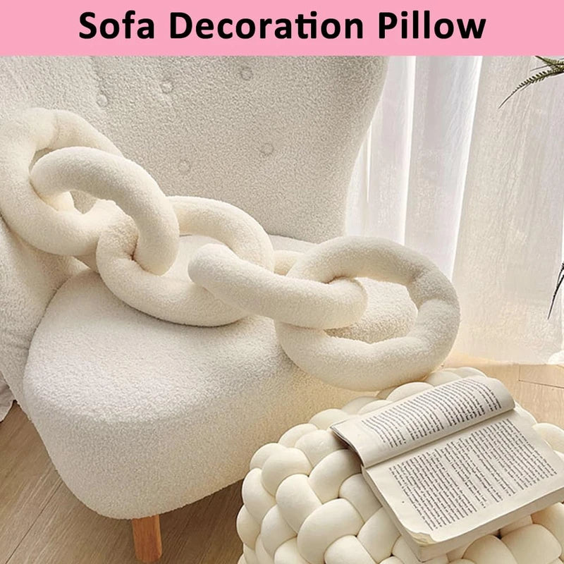 VISTABLUE Chain Link Pillow, Unique Throw Pillows, Love Pillows Aesthetic Cushion Decorative Soft Fun Funky Pillows for Bed Couch Chair Decoration (White), LTBZ01