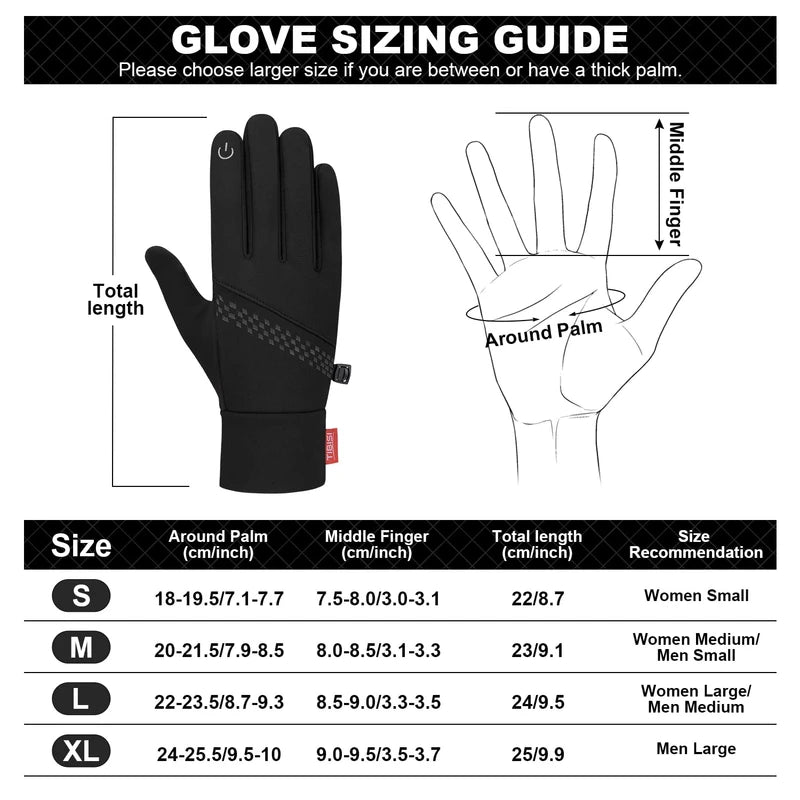 TIBISI Cycling Gloves Winter Thermal for Men & Women Warm Windproof Touchscreen Non-Slip Shock Absorbing Outdoor Running Cycling Mountain Bike Gloves, black-03