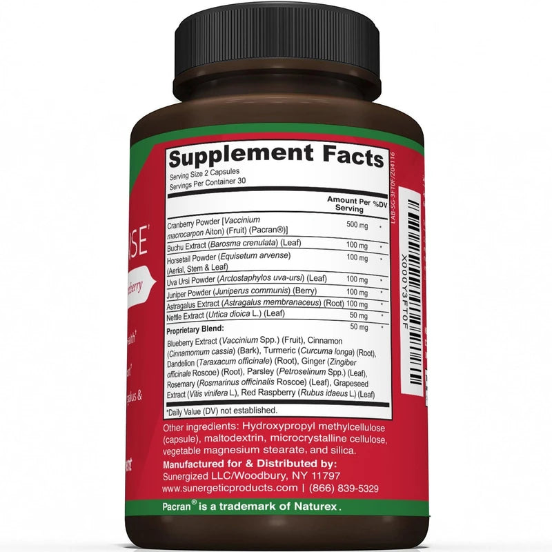 Kidney Cleanse Supplement-Kidney Support Formula With Cranberry - 60 Capsules