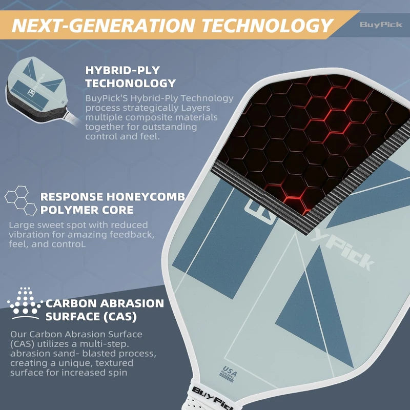 BuyPick Pickleball Paddle,USAPA Approved Light Pickleball Paddles with Reinforced Carbon Fiber Surface,16mm Thickened Pickleball Racket with Anti-Slip Sweat-Absorbing Grip& Racket Cover, Gift for Men
