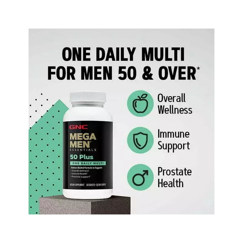GNC Mega Men Essentials 50 Plus One Multivitamínico Diario 60 Comprimidos