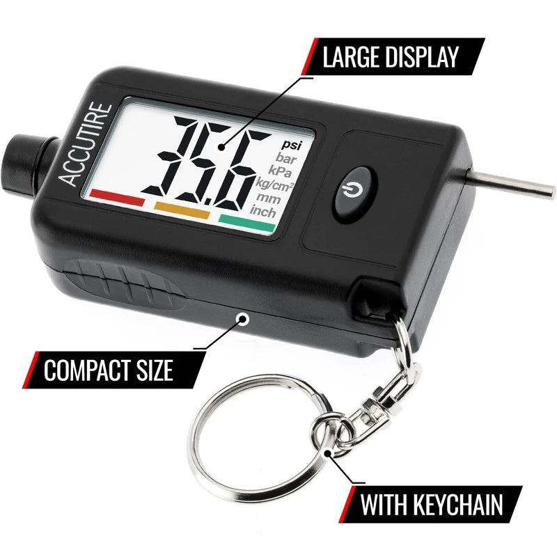 Accutire MS-48B Tire Pressure Gauge and Tread Depth Gauge, 5-99psi (psi, bar, kPa, kg/cm2, mm, in), 4-Pack