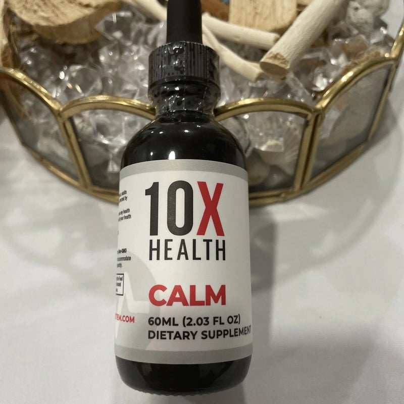 10X Health Calm - L-Theanine & GABA Liquid Drops, Stress Relief Supplement New