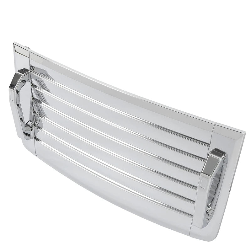 KUAFU Hood Vent Compatible with 2006-2010 Hummer H3 H3T Hood Louver Hood Deck w/Handles Silver Air Vent Grille Chrome Moulding Trim