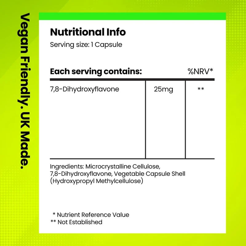 7,8–DHF (Dihydroxyflavone) 25mg Nootropic Supplement | Vegan 60 Capsules 60-Day Supply | for Memory & Learning Boosting, Protects Cognitive Health, Antioxidant Properties | Fitimins
