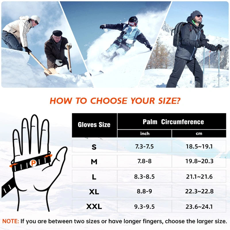 Heated Mittens Gloves for Women Men 3000mAh Electric Rechargeable Waterproof Ski Gloves for Winter Work Skiing Snowboarding Hiking Fishing Camping(L)