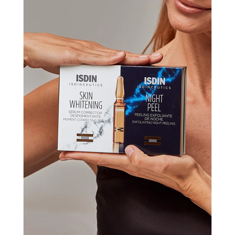 Isdinceutics Day&Night Rutina Antimanchas, Sérum Corrector Despigmentante de Día y Peeling Exfoliante de Noche, 10 ampolletas