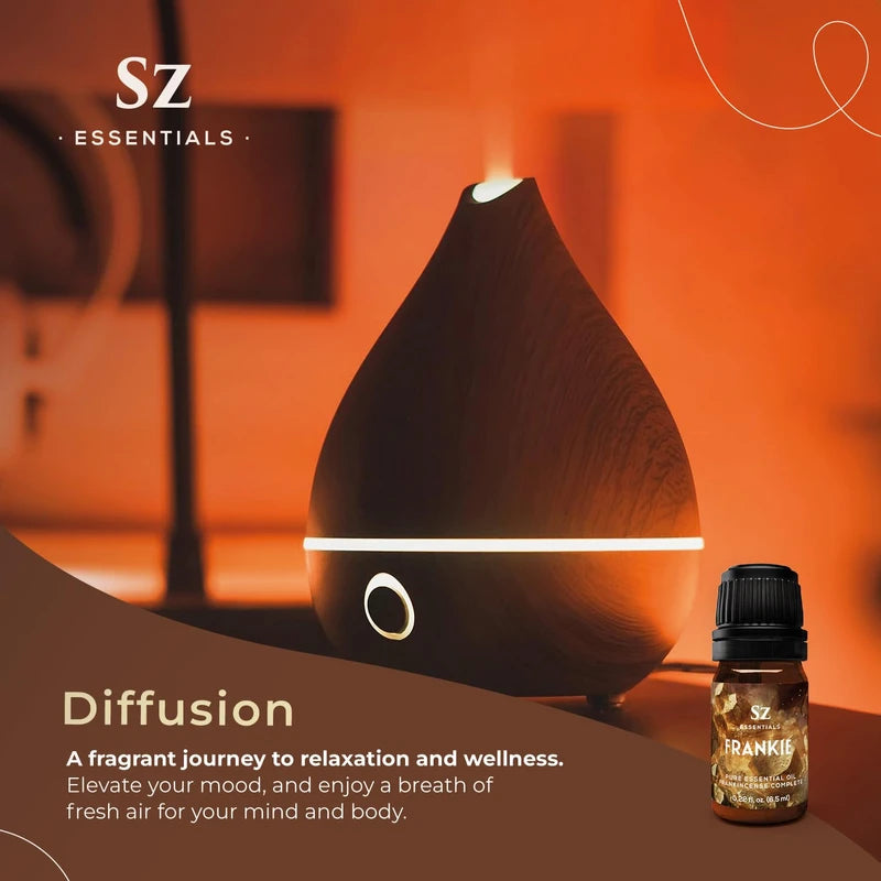 Sz Essentials - Frankie - Frankincense Complete Pure Essential Oil - 100% Natural and Undiluted - Extracted from 5 top Boswellia Trees - Warm & Rich Balsamic Scent with Hints of Earthy Spice -0.17 oz