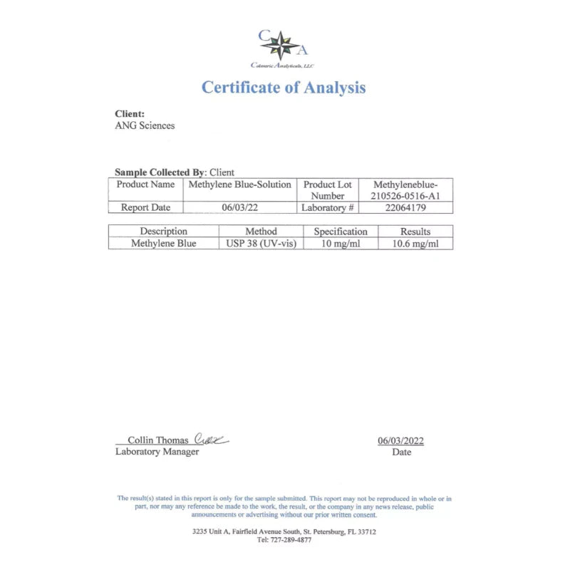 LIV Methylene Blue USP Pharmaceutical Grade 1% | 600mg • 2oz - 60mL