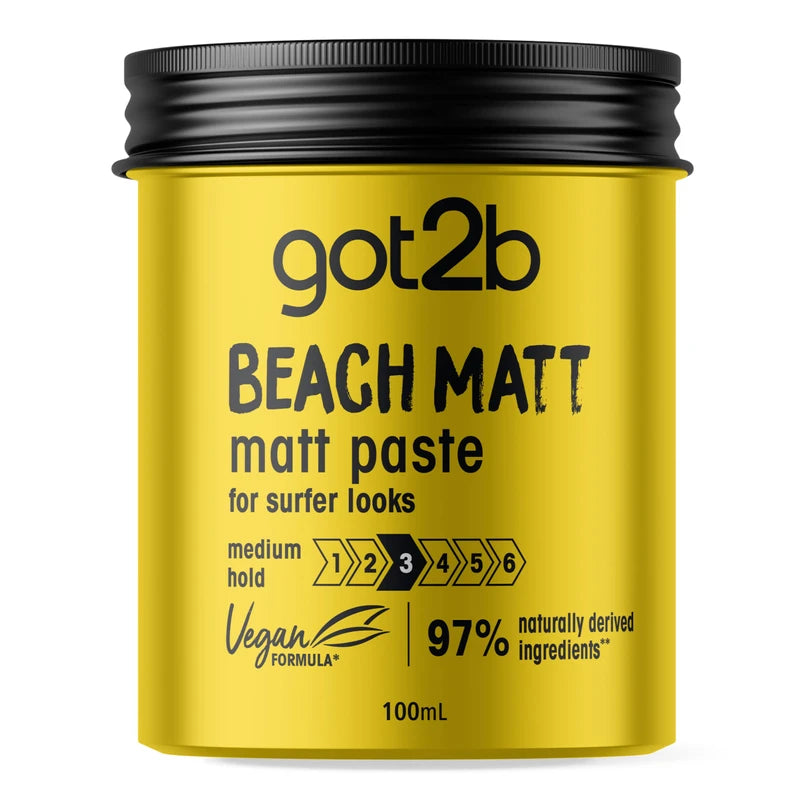 Got2b BeachMatt Matt Paste, Medium Hold, For Surfer Looks, 100mL