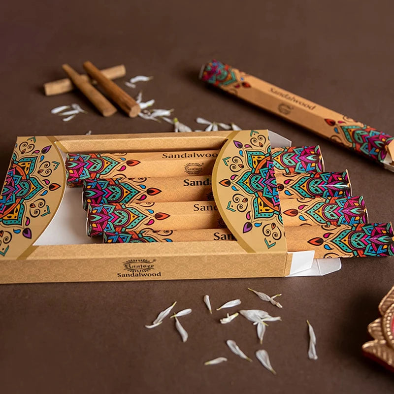 Raajsee Incense Sticks 15 Sticks x 5 Pack -100% Pure Organic Natural Sandalwood Inscent Sticks- Hand Rolled Free from Chemicals -Perfect for Church Aromatherapy, Meditation