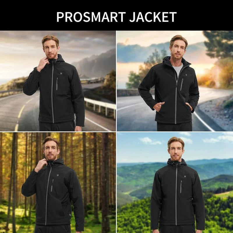 PROSmart Heated with Hood and 12Volt Battery Pack (Black) Menswear Coats Tops Hoodie Casual Beige Plain outdoor jacket softshell turtle 2025 jaket premium softshell turtle sandbox helmet tiktok shop shark anatomy shirt Two-Touch LED - Color: black, Si