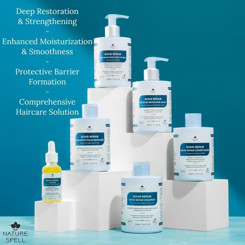 Nature Spell Bond Repair Haircare Collection - Restores And Strengthens Damaged Hair - 6 Step Routine