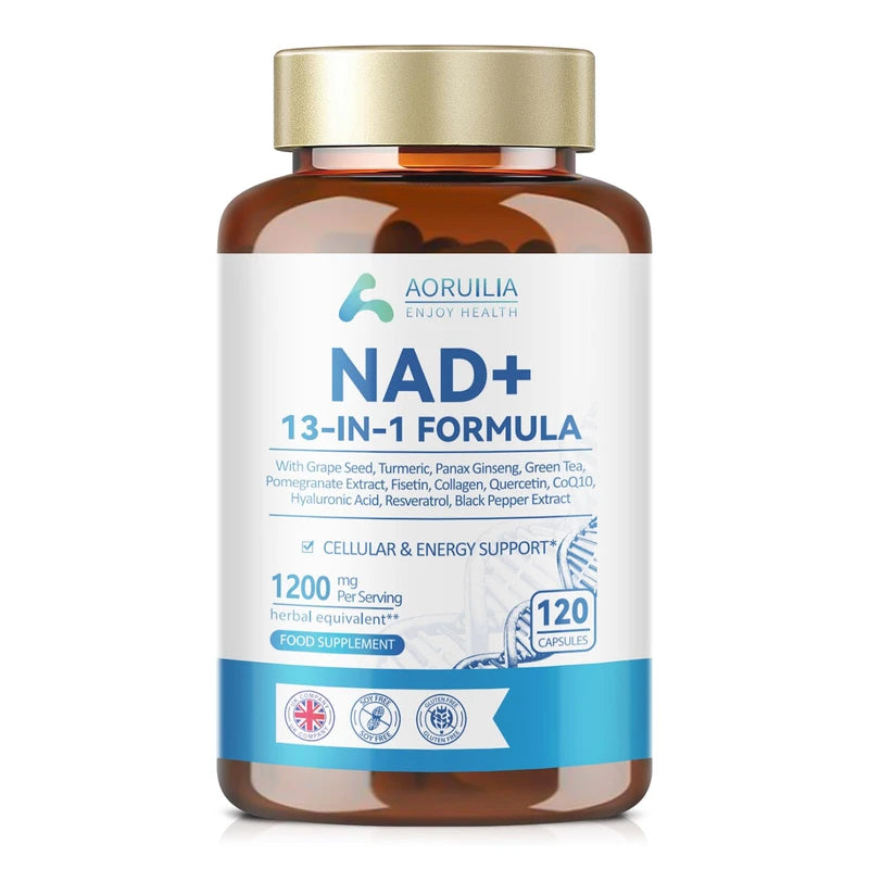 Aoruilia NAD Supplements 1200mg, NAD+ 13 in 1 Superior Antioxidant Blend with Max Absorption for Cellular Energy and Healthy Aging Support, 120 Capsules
