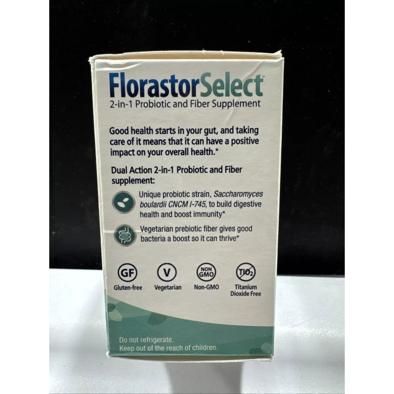 Florastor Select 2-in-1 Probiotic and Fiber Supplement-30 Caps*Gut Boost! 02/26+