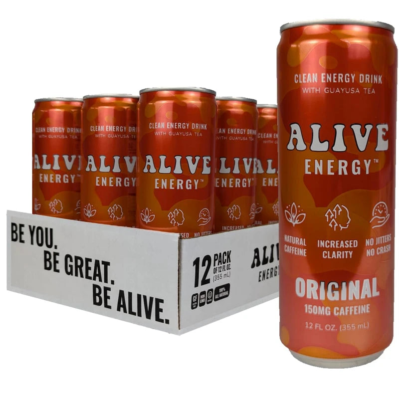 Alive Energy ORIGINAL Guayusa Tea Clean Energy Drink with Antioxidants, Original, 12 fl oz, 150mg Caffeine