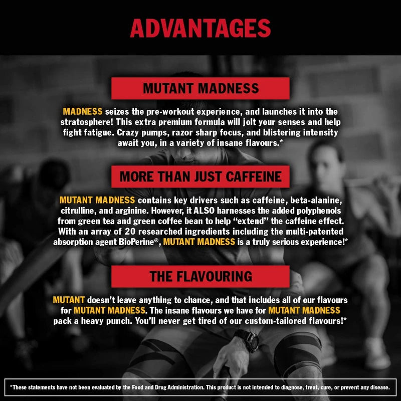 MUTANT Madness | Original Mutant Pre-Workout Powder| High-Intensity Workouts)| 30 Serving | 225 g (.83 lb) | Peach Mango