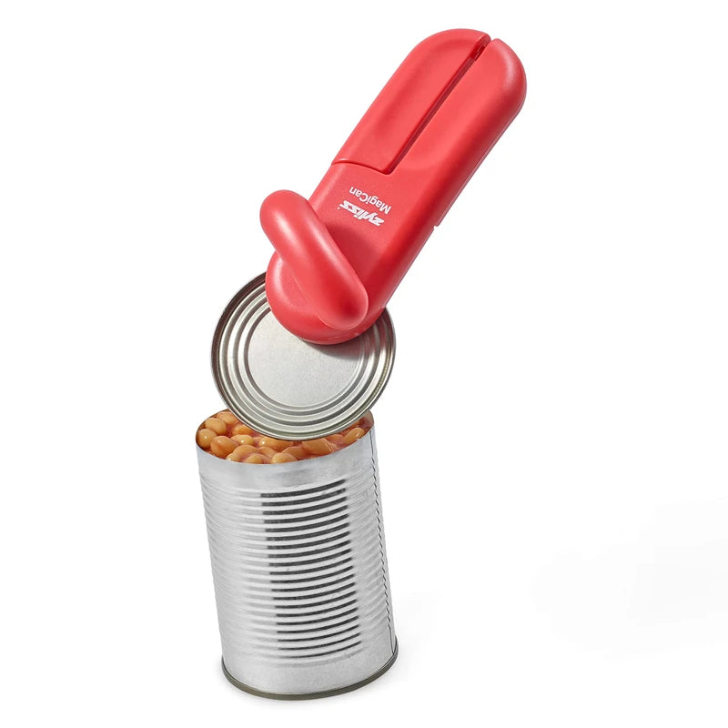 Zyliss MagiCan Manual Can Opener with Lid Release - Heavy Duty Can Opener Kitchen Gadgets - Home Can Opener Manual- Easy to Use Hand Held Can Opener - Effortlessly Open Cans - Compact Design - Red | Zyliss