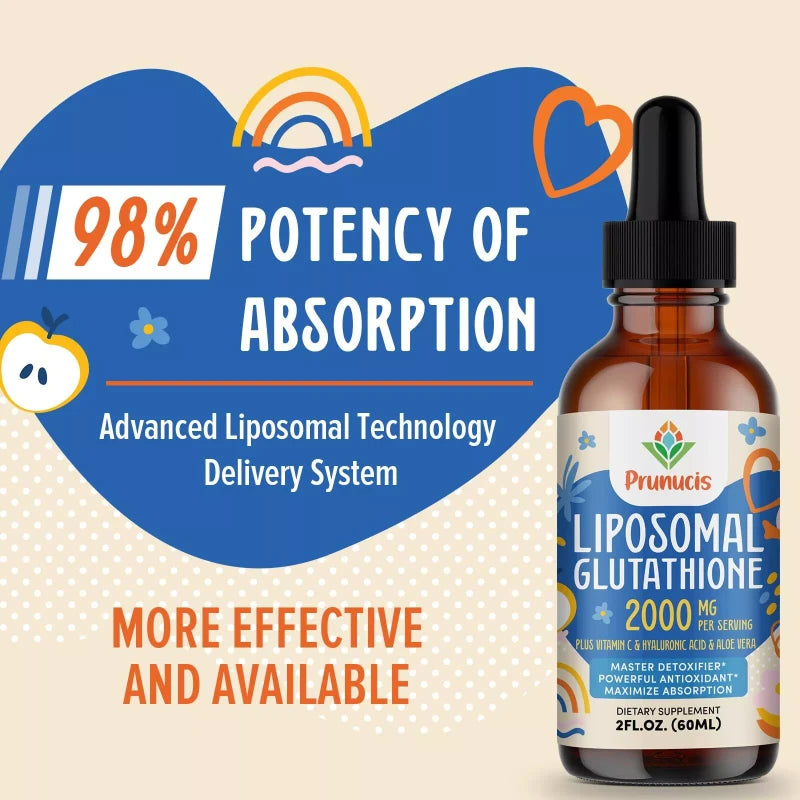 Prunucis 2000MG Liposomal Glutathione Liquid 98% Absorption Glutathione Liqui...