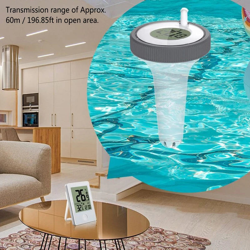 Wireless Solar Pool Temperature Meter High Accuracy IPX8 Waterproof LCD Display Digital Floating Temperature Detector