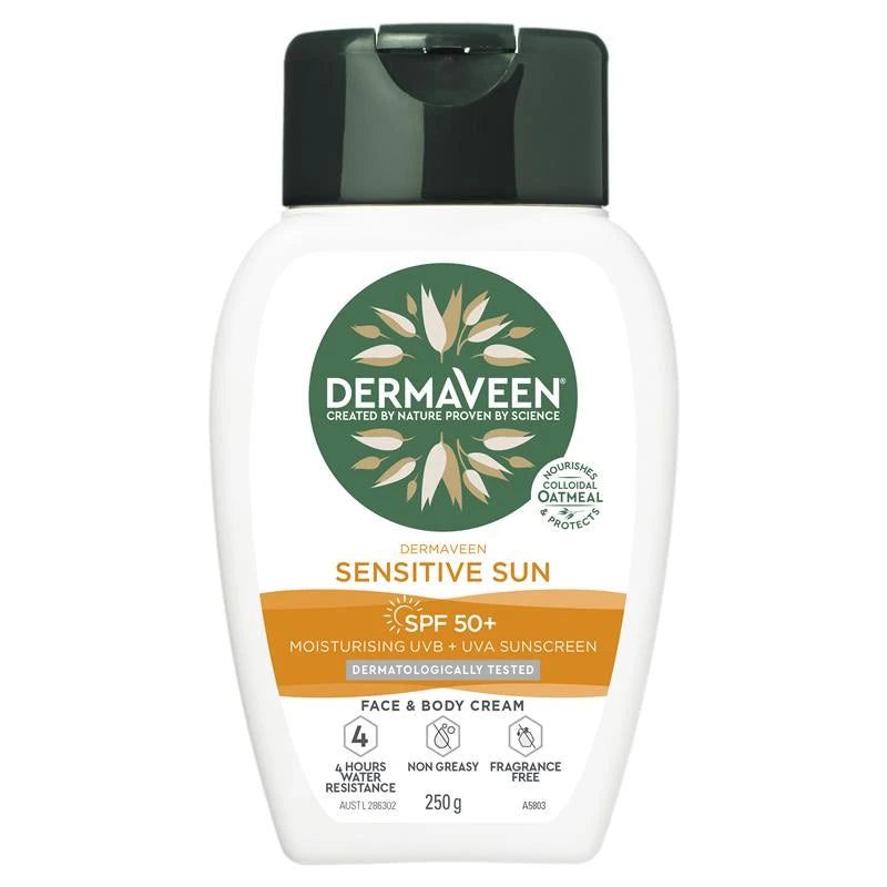 DermaVeen Sensitive Sun SPF 50+ Moisturising Face & Body Cream 250g