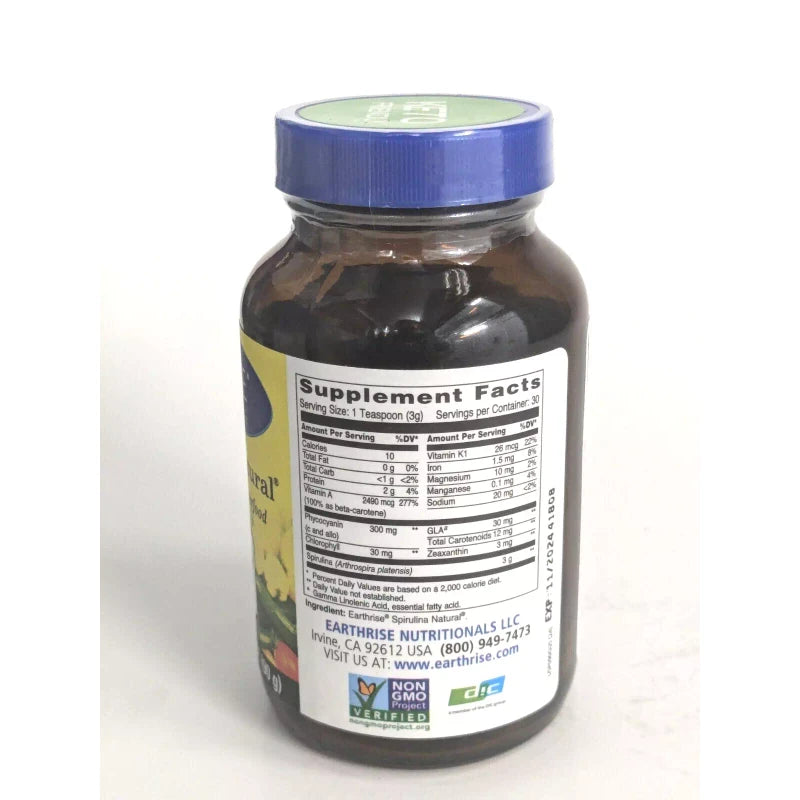 Earthrise Spirulina Natural Plant-Based Whole Superfood Powder 3.2 Oz Exp 11/24