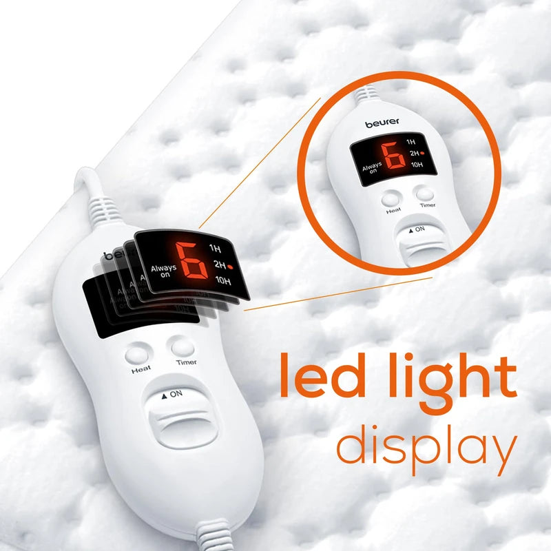 Beurer Beurer UWB55 Heated Underblanket | Electric Blanket with Super Soft Fleece - Personal Heating Pad Warmer with 8 Temperature Settings, Auto Shut-Off and Overheat Safety Features