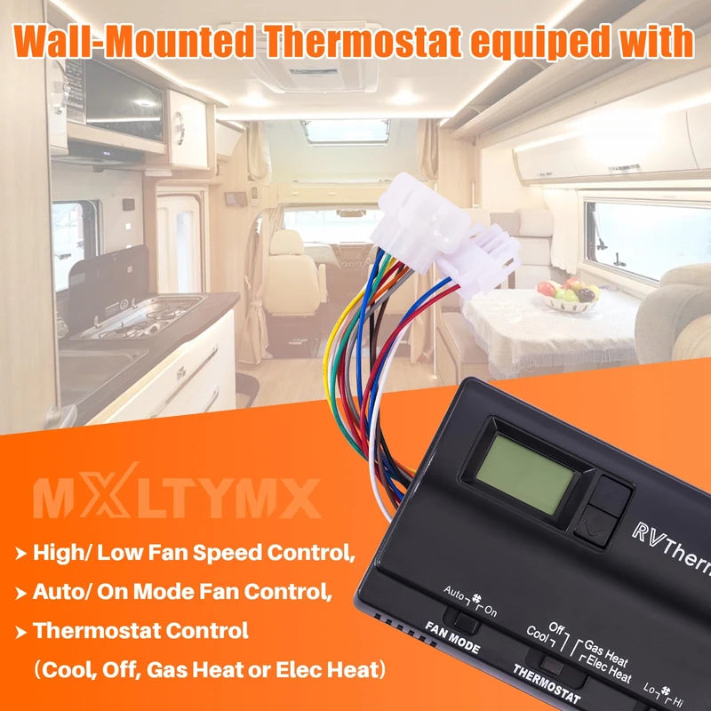 Upgraded 6536A3351 Digital Thermostat Compatible with Coleman Mach, 2 Stage Wall Thermostat for Heat Pump and Gas Furnace Control, Black, 12 Wires