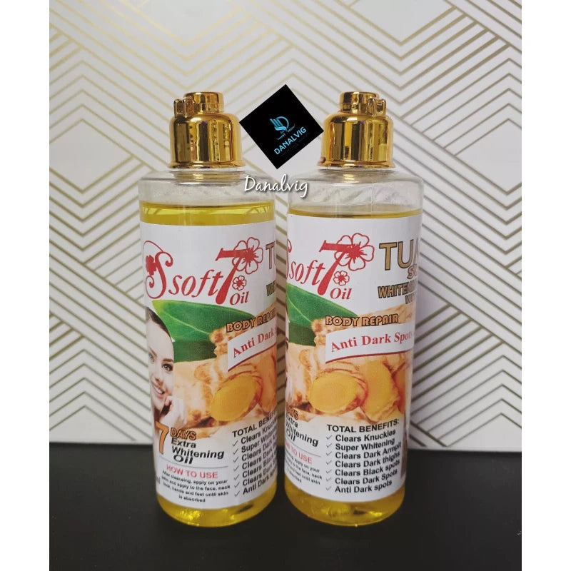 soft 7 X 1 Soft 7 Tumeric Whitening & Glowing Oil With Honey. Body Repair. 250ml X 1