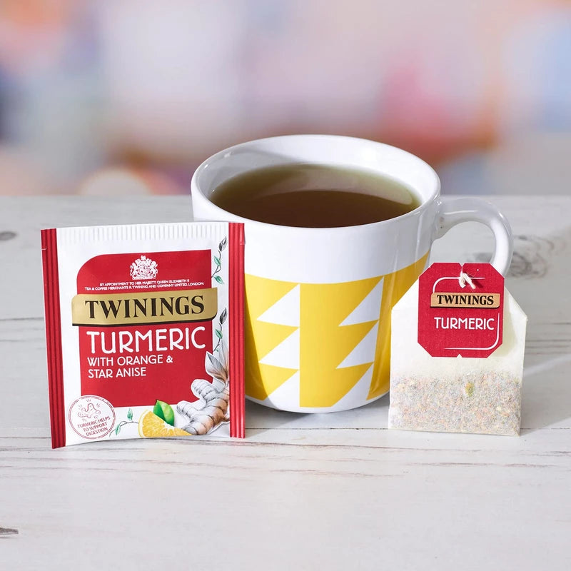 Twining Superblends Turmeric Tea - Orange & Star Anise Herbal Tea Infusion, Digestion Support After Meals, 80 x Biodegradable Tea Bags
