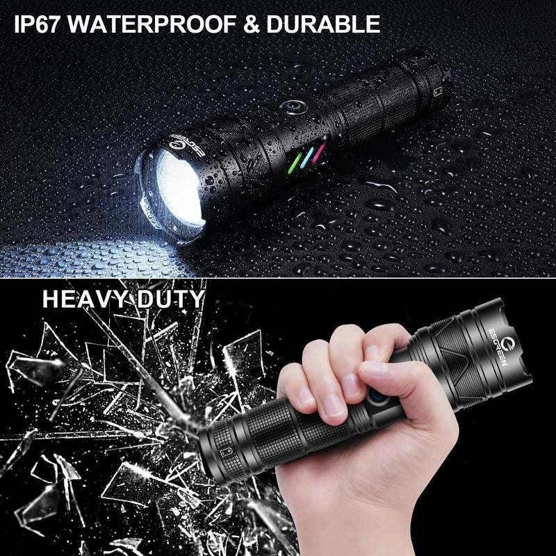 Rechargeable Flashlights 1000000 High Lumens, Long Range 5000ft, Super Bright LED Flashlight USB C, High Powerd Multi-functional Heavy Duty Strong Flash Light High Beam, For Emergency Security Camping