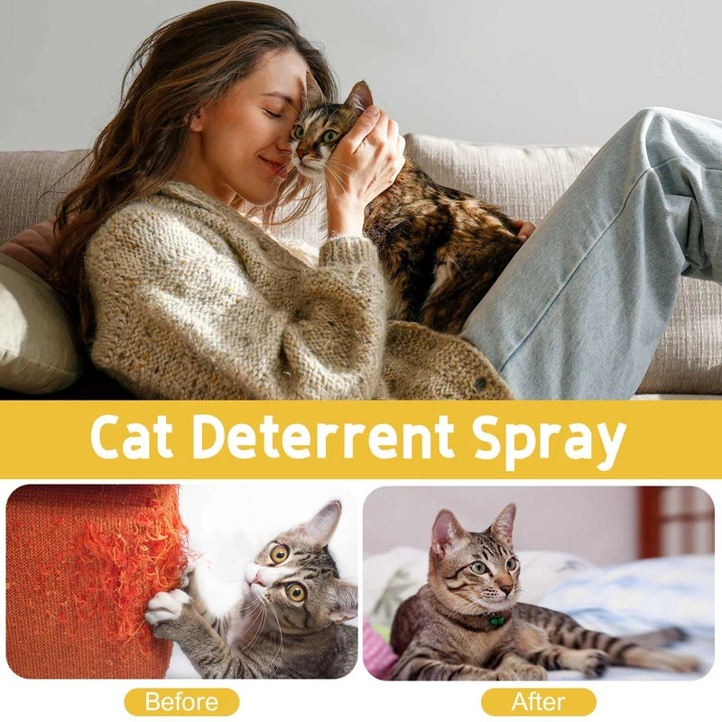 Cat Deterrent Spray Indoor 175ML, Cat Repellent Indoor for Cat and Kitten, No Scratch Spray for Cats, Anti-Scratch Cat Training Spray for Furniture, Curtain, Floor & Plant, Indoor & Outdoor Use