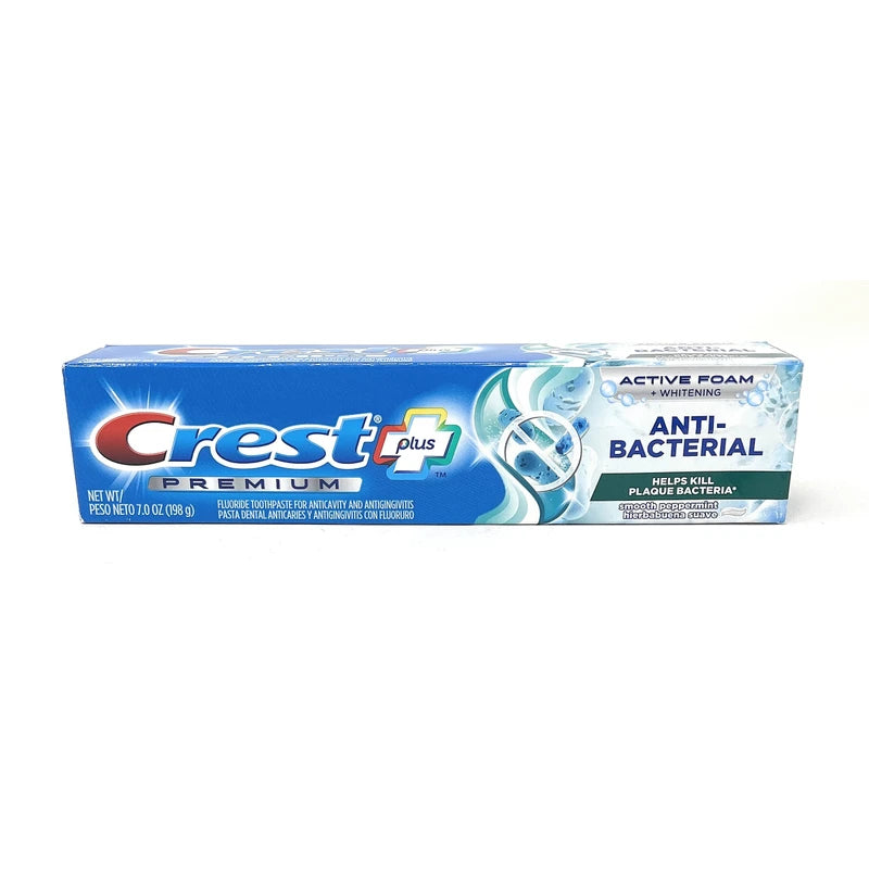 Crest Premium Plus Anti-Bacterial Toothpaste, Smooth Peppermint Flavor 7.0 oz (Pack of 3)