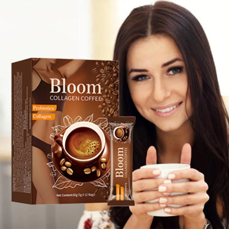 Bloom Collagen Coffee Powder, Instant, Organic Coffee for Women and Men (5g*12 Packs) - All-in-One Solution for Collagen and Coffee Christmas Gift - Specification: Buy 2,get 1 free