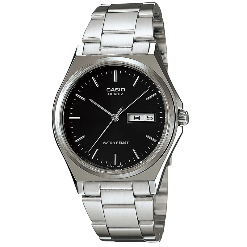 Casio Collection Standard Analog Metal Series Wristwatch, Silver/Black (Date/Day), Newest model
