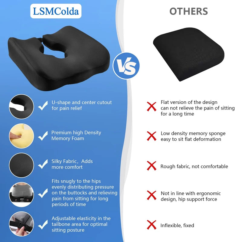 Adjustable Wheelchair Cushions for Tailbone Pain Relief Cushion, Pressure Relief Wheelchair Cushion, Donut Pillow for Hemorrhoids, Bedsores, Prostate, Tail Vertebrae,Sedentary Wheelchair (Black)