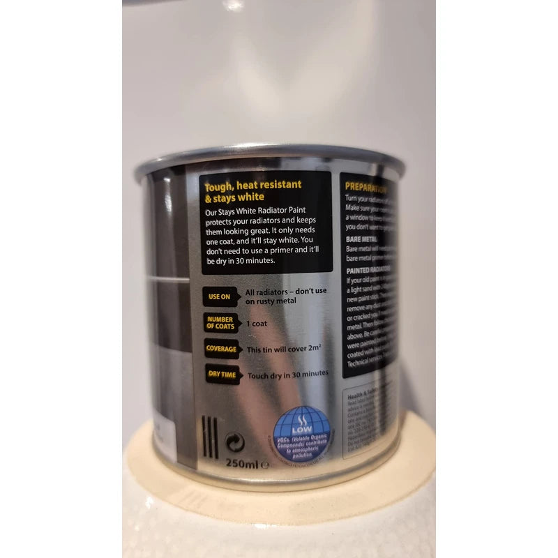 Ronseal Stays White Radiator Paint White Satin 250ml