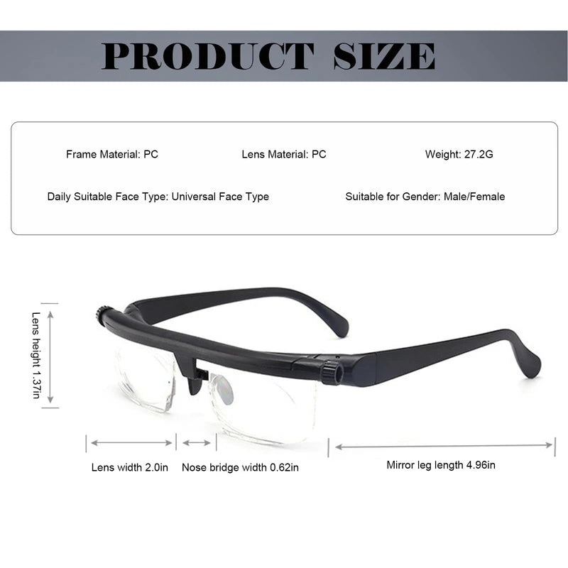 Vi Shift adjustable reading glasses men, Flex Focal Glasses, Adjustable Glasses for Men&Women (Pack of 2)