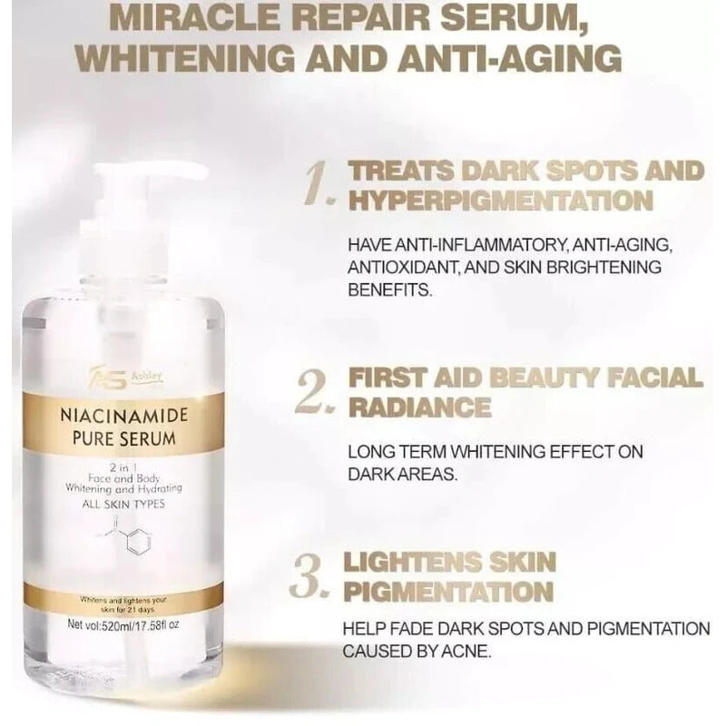 Ashley Shine NIACINAMIDE Pure Serum For Face And Body 520ml 17.5oz Fast Ship