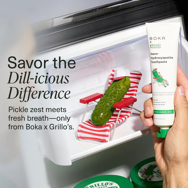Boka Fluoride Free Toothpaste - Nano Hydroxyapatite, Remineralizing, Sensitive Teeth, Whitening - Dentist Recommended for Adult & Kids Oral Care - Cucumber Dill Flavor, 4 Fl Oz 1 Pk - US Manufactured