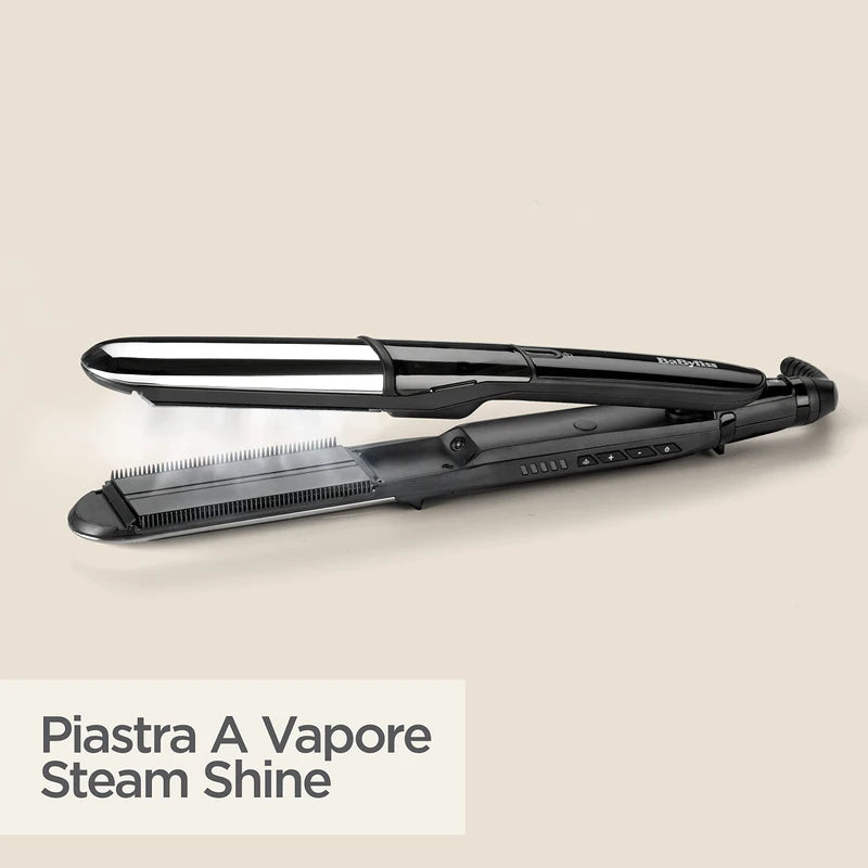 BaByliss Steam Shine Styler, 2-in-1 Steamer Straightener for Effortless Straightening or Light Curls, ST496E