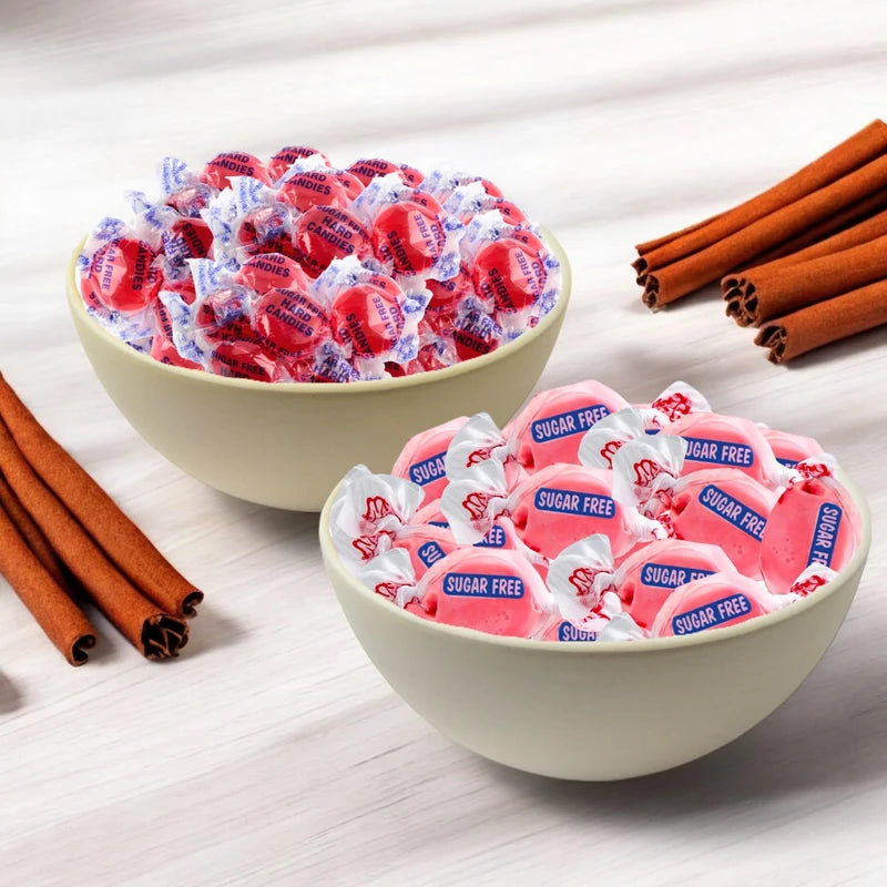 Sugar Free Cinnamon Lovers Mix Soft & Chewy Taffy & Hard Candy Discs, 1 Lb Diabetic & Keto Friendly Nut Free Gluten Free Individually Wrapped