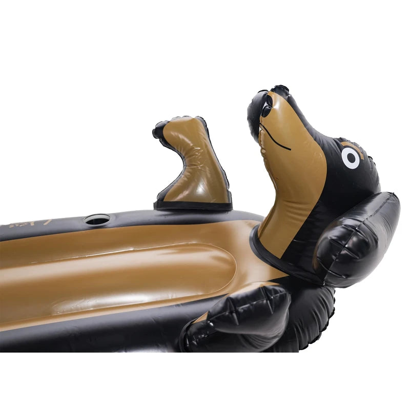 Urageidogi Funny Inflatable Black Dog Pool Float with Cup Holder for Adults, Teens, Pets, Dogs, Animal Floats for Pool, Black/brown
