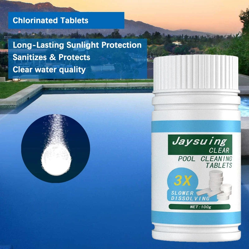 Slow Dissolving Chlorine Tablets for Swimming Pools, Pool Cleaning Tablet, Pool Chlorine Tablets, Chlorine Tabs, Pool, Multifunctional Chlorine Tablets, Pool Accessories, Cleaning Limescale Avoidance